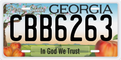 GA license plate CBB6263