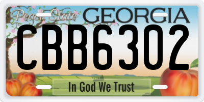 GA license plate CBB6302
