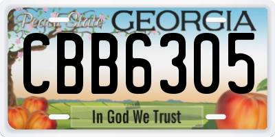 GA license plate CBB6305
