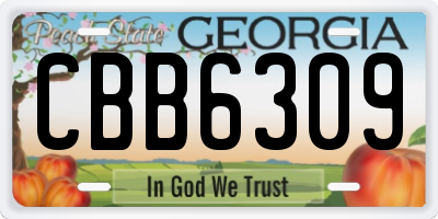 GA license plate CBB6309