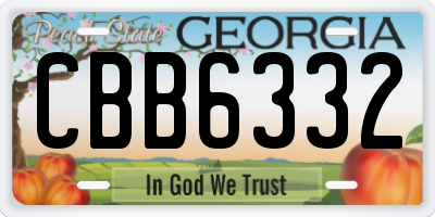 GA license plate CBB6332