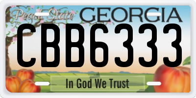 GA license plate CBB6333
