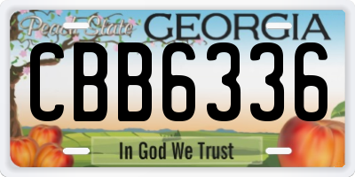 GA license plate CBB6336