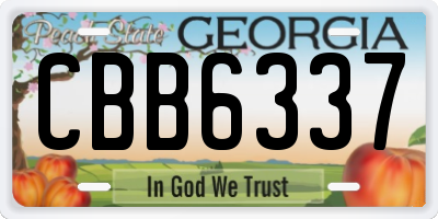 GA license plate CBB6337