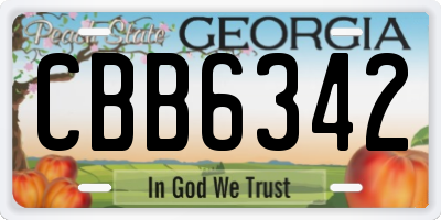 GA license plate CBB6342