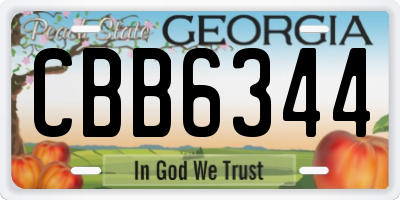 GA license plate CBB6344