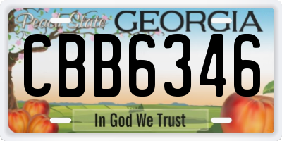 GA license plate CBB6346