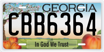 GA license plate CBB6364