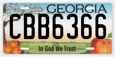 GA license plate CBB6366