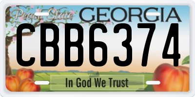 GA license plate CBB6374