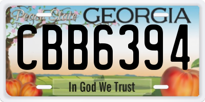 GA license plate CBB6394