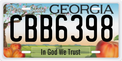 GA license plate CBB6398