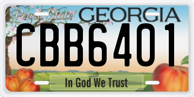 GA license plate CBB6401