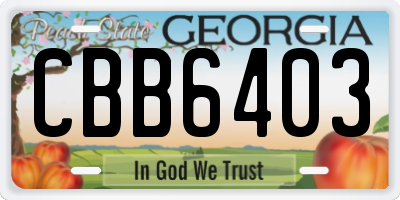GA license plate CBB6403