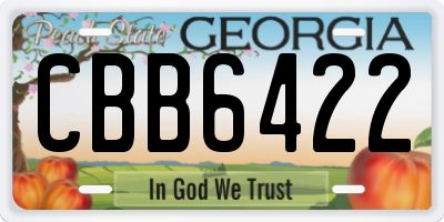 GA license plate CBB6422