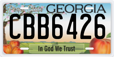 GA license plate CBB6426