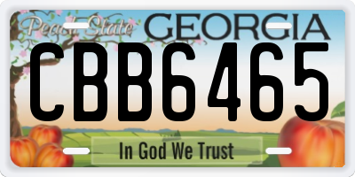 GA license plate CBB6465