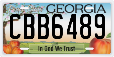 GA license plate CBB6489