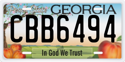 GA license plate CBB6494