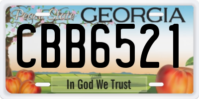 GA license plate CBB6521