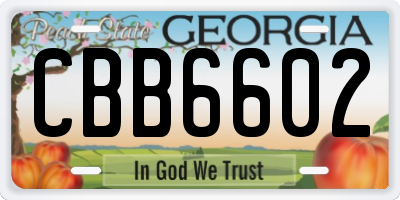 GA license plate CBB6602