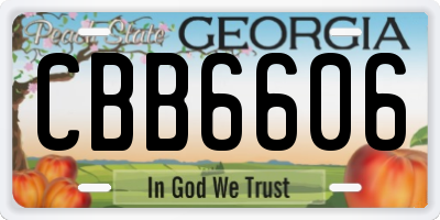 GA license plate CBB6606