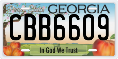 GA license plate CBB6609