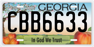 GA license plate CBB6633