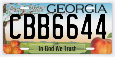 GA license plate CBB6644