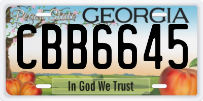 GA license plate CBB6645