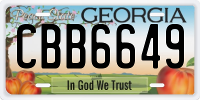 GA license plate CBB6649
