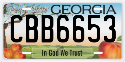 GA license plate CBB6653