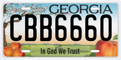 GA license plate CBB6660