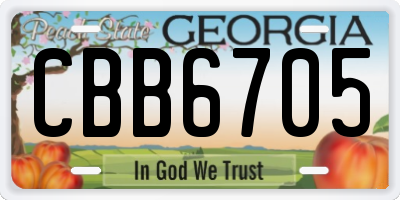 GA license plate CBB6705