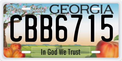 GA license plate CBB6715