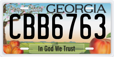 GA license plate CBB6763