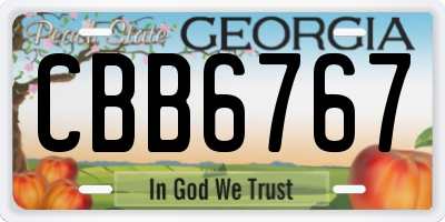 GA license plate CBB6767