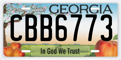 GA license plate CBB6773