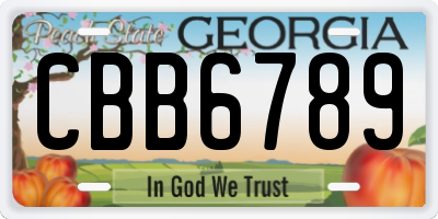 GA license plate CBB6789
