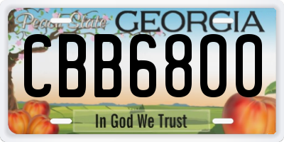 GA license plate CBB6800