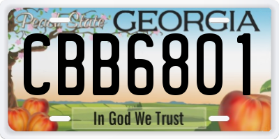 GA license plate CBB6801