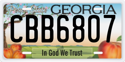 GA license plate CBB6807