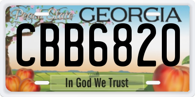 GA license plate CBB6820