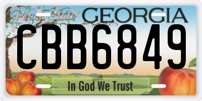 GA license plate CBB6849