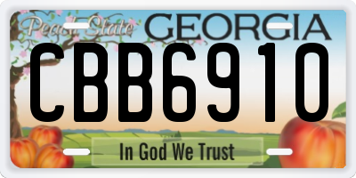 GA license plate CBB6910