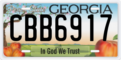 GA license plate CBB6917
