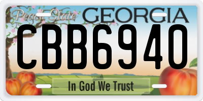 GA license plate CBB6940