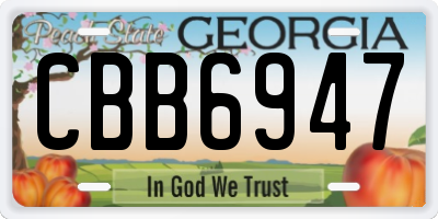 GA license plate CBB6947