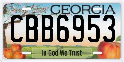 GA license plate CBB6953