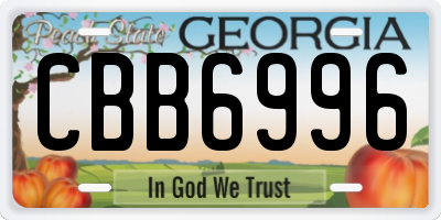 GA license plate CBB6996